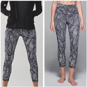 lululemon Wunder Under Rare Banana Leaf Crop sz 8